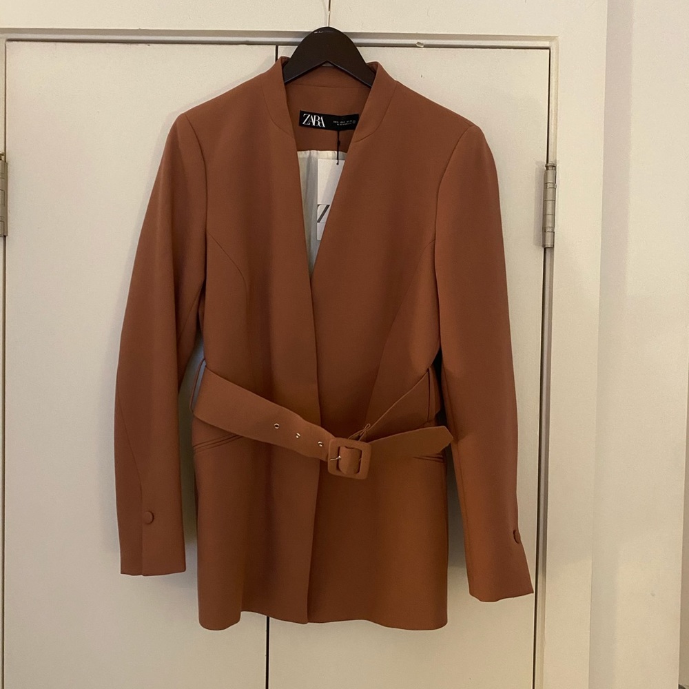 Zara Camel Blazer with Belt - Picture 5 of 8